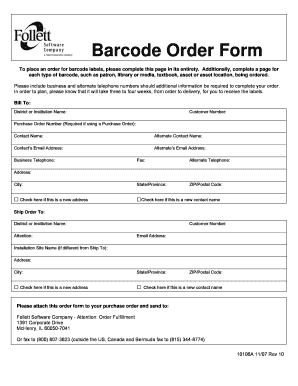 Follett Barcode Order Form