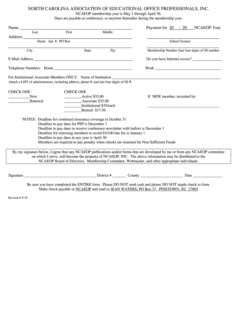  Ncaeop Membership Form 2010