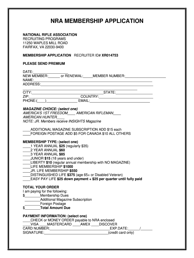 Nra Membership  Form