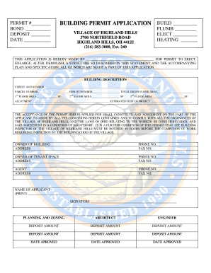BUILDING PERMIT APPLICATION the Village of Highland Hills, Ohio  Form