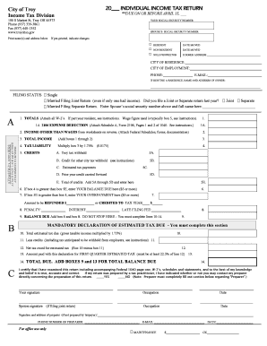 City of Troy Tax Department  Form