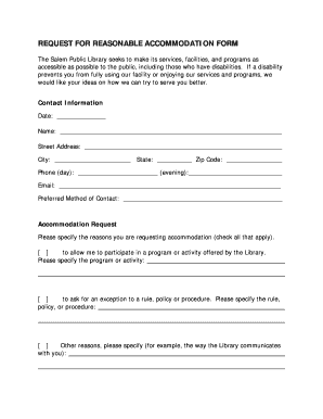 Ada Accommodation Request Form Template