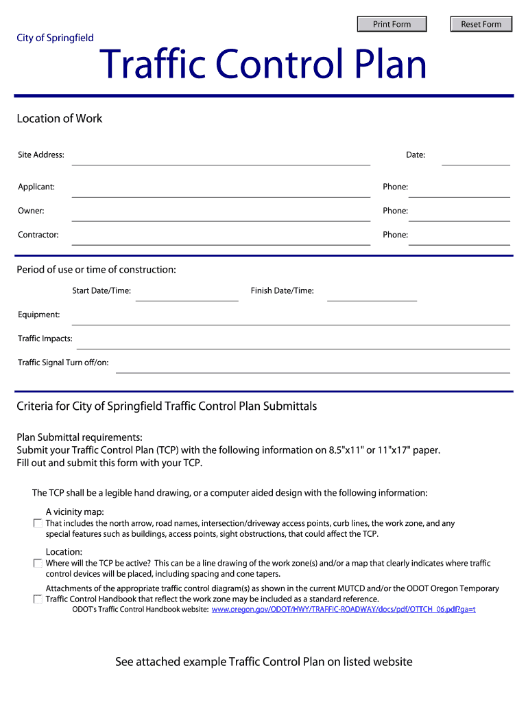 Traffic Control Plan  Form