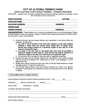 Fence Permit Application City of Altoona Altoonapa  Form