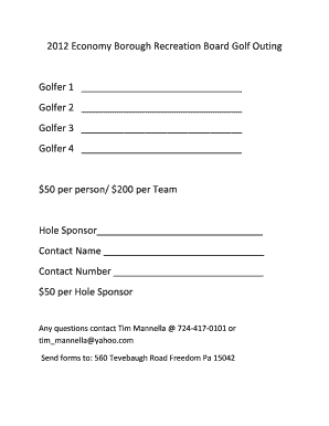 Golf Tournament Sponsorship Form Template