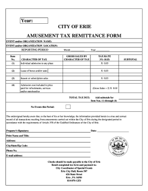 Amusement Tax  Form