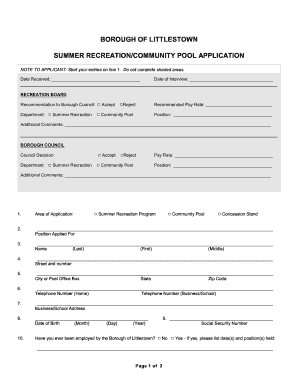 Lifeguard Application Form
