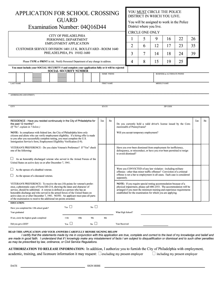 School Crossing Guard  Form