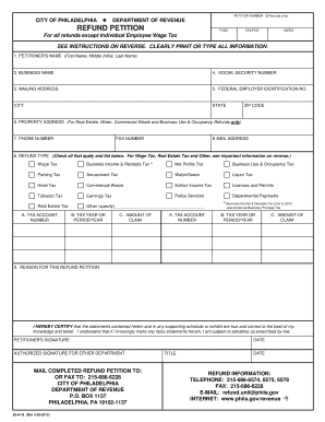  Wage Tax Refund Petition 2013-2024