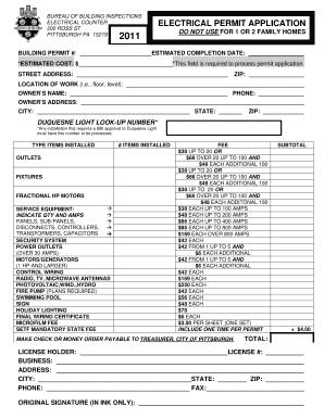 City of Pittsburgh Electrical Permit  Form