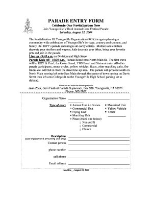 Parade Entry Form Template