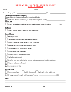 Elevator Checklist PDF  Form