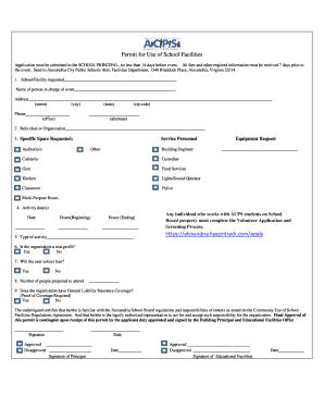 ACPS Permit for Use of School Facilities Alexandria City Public  Form