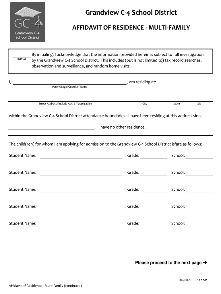  Multi Family Affidavit 2012-2024