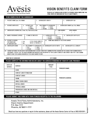  Avesis Claim Form 2012