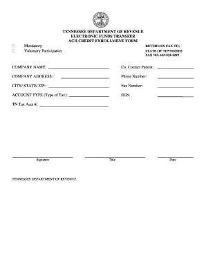 ACH Credit Enrollment Form PDF TN Gov Tennessee