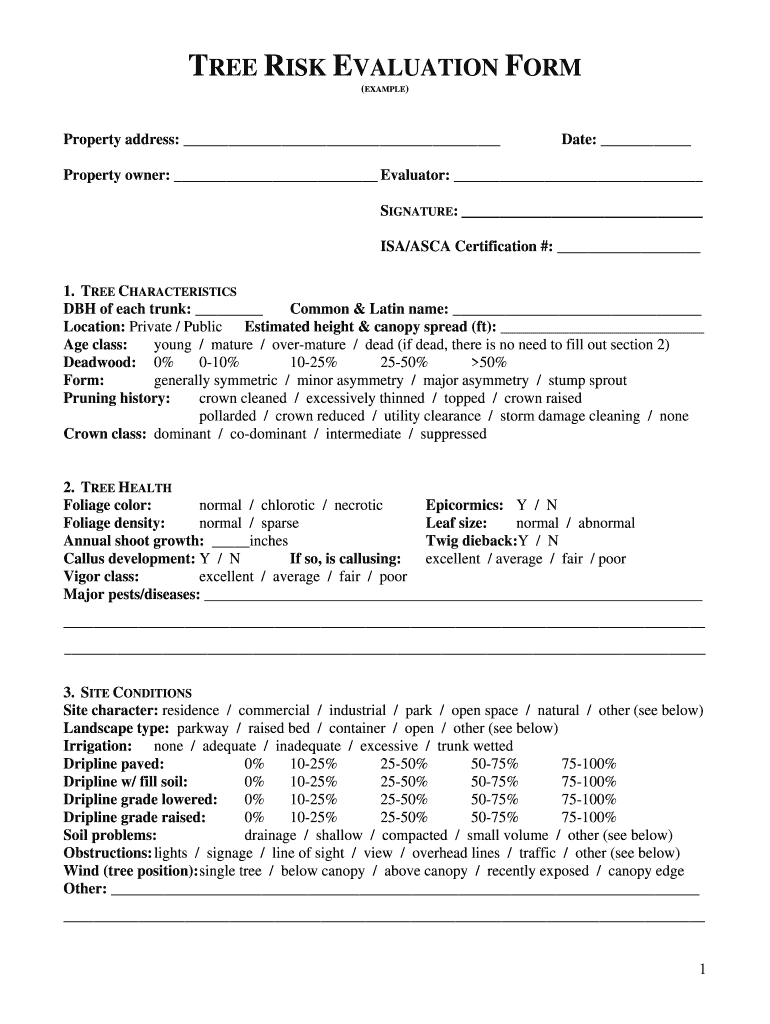 Tree Evaluation Form