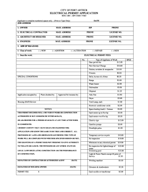 Electrical Permit Application City of Port Arthur Texas  Form