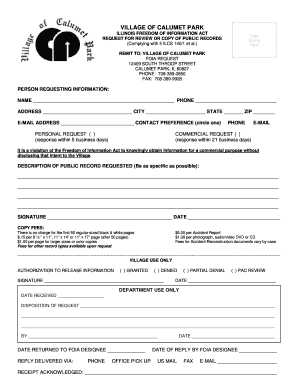 FOIA Form the Home of the Village of Calumet Park