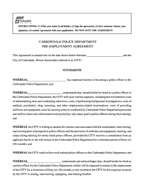 Pre Employment Agreement Sample Form