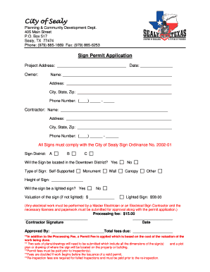 City of Sealy Permits  Form