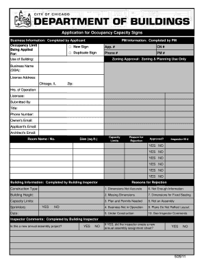 Application for Occupancy Capacity Signs City of Chicago Cityofchicago  Form