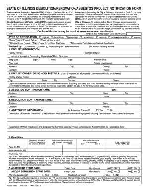 State of Illinois Demolitionrenovationasbestos Project Notification Form Cityofchicago