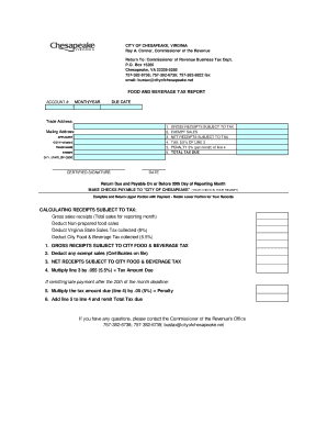 City of Chesapeake Food Tax Form