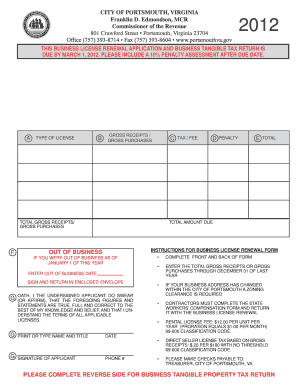 Portsmouth Business License  Form