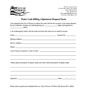 Water Leak Adjustment Letter Example  Form