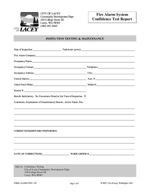 Fire Alarm Report Sample  Form