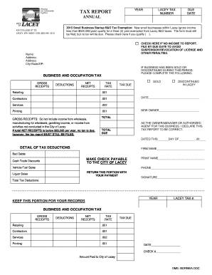 BampO Annual Tax Report City of Lacey  Form