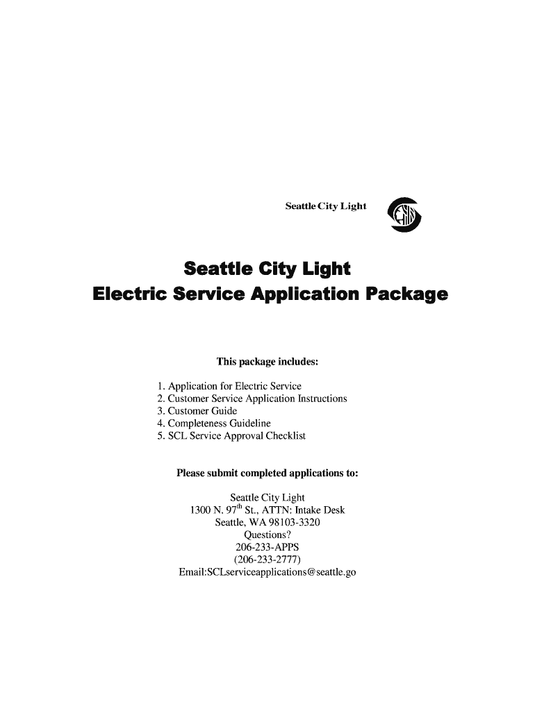 Get and Sign Seattle City Ligh Electric Service Application 2007-2022 Form