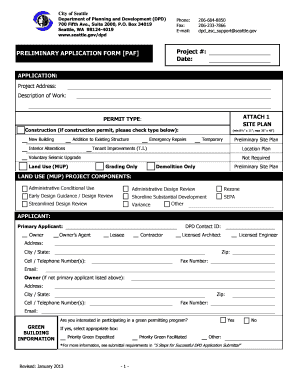 City of Seattle Paf Form