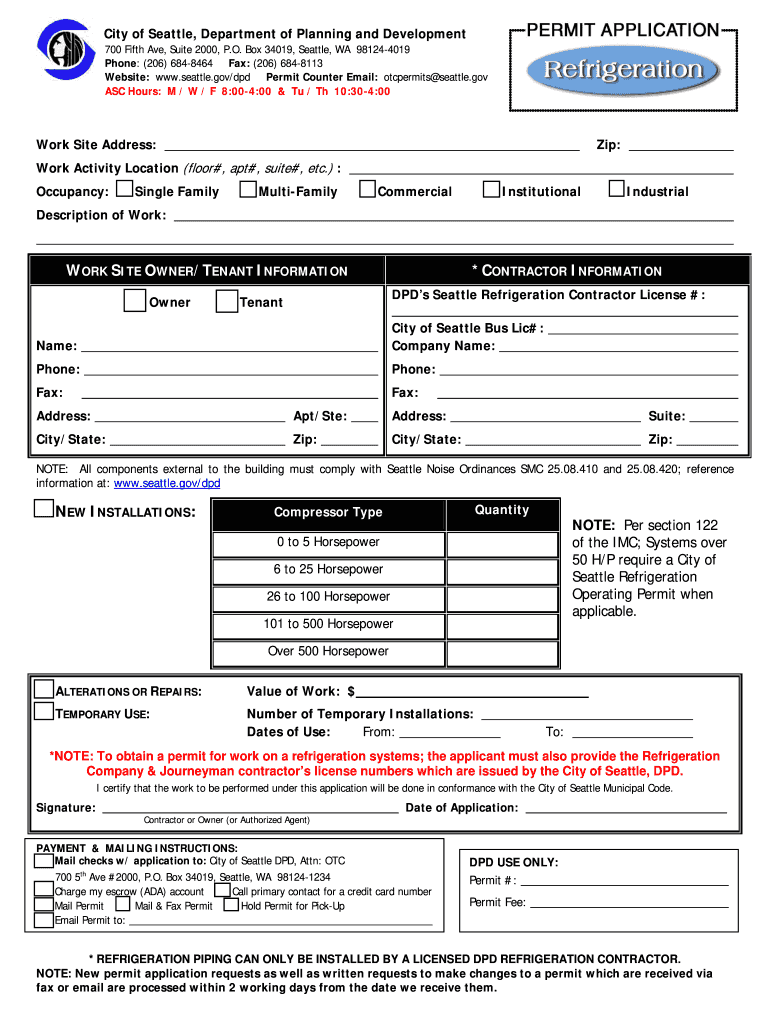 Refrigeration Permit  Form