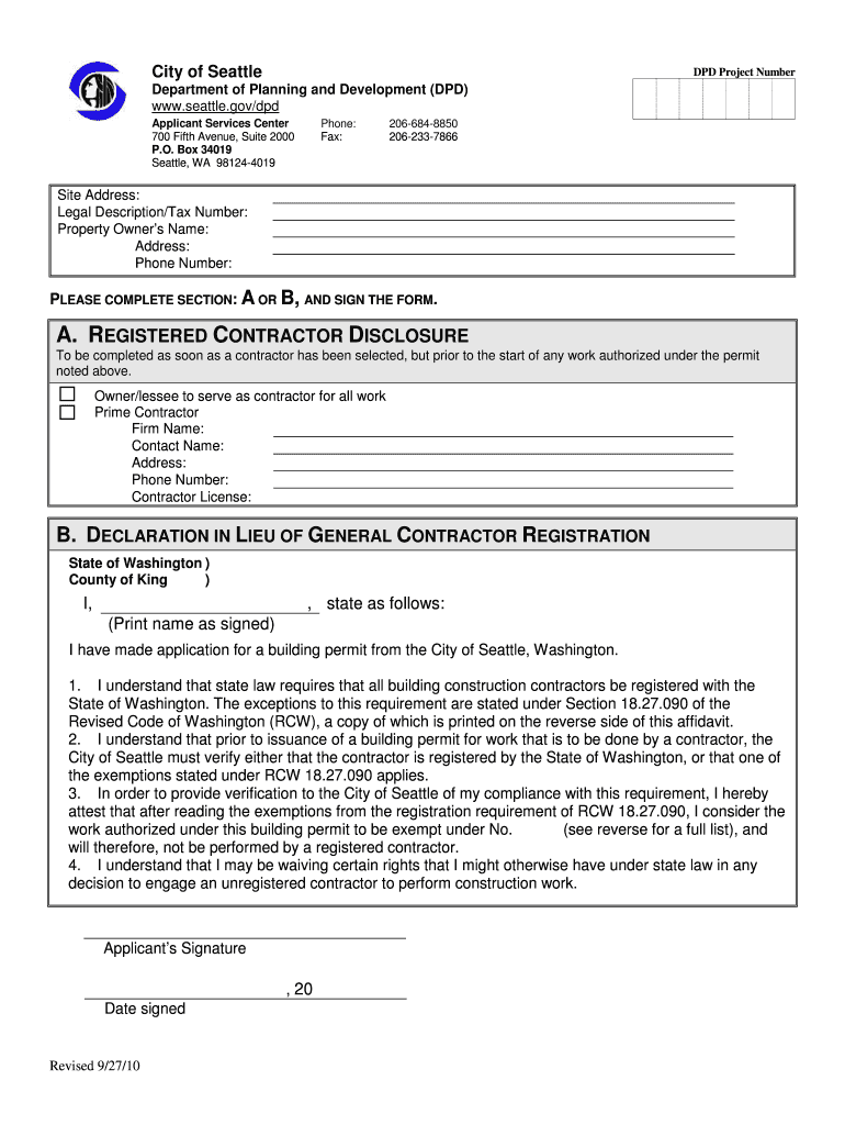 Seattle Dpd Contractor Disclosure Form