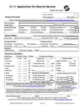 Cover Sheet Seattle City Light Electric Service City of Seattle Seattle  Form