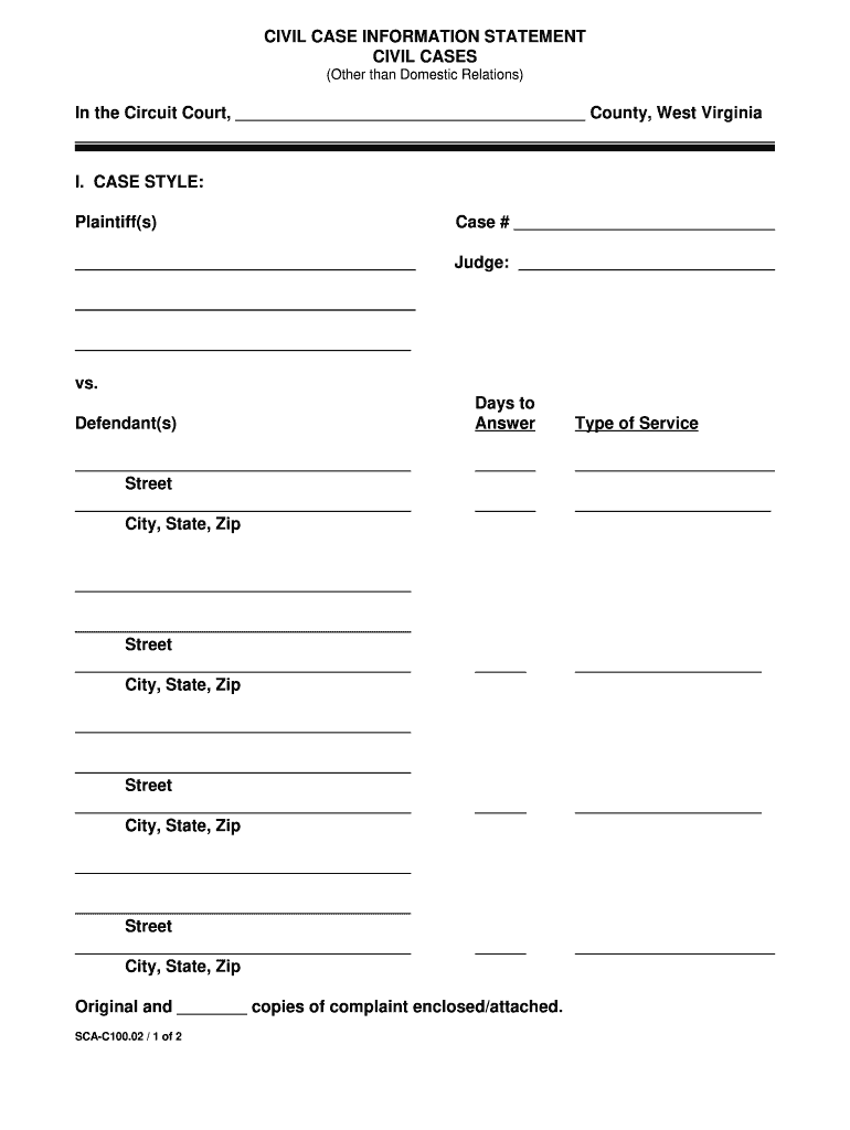 Wv Case  Form