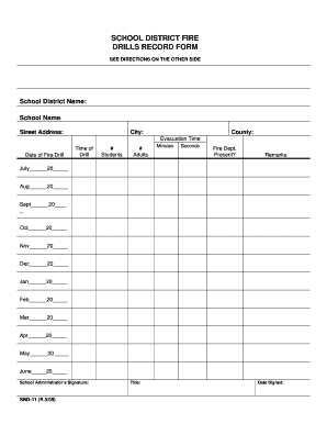  Fire Drill Record Template 2016