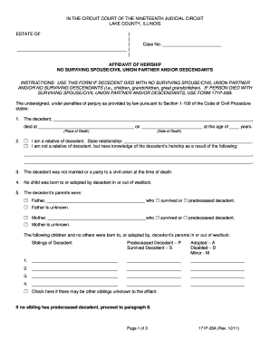 Affidavit of Descent Georgia  Form