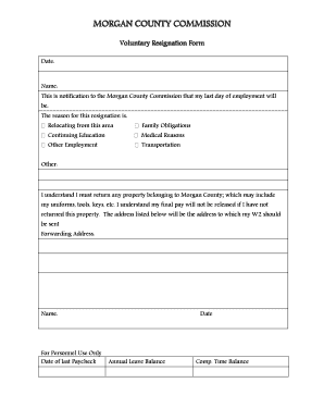 Voluntary Resignation Form Word