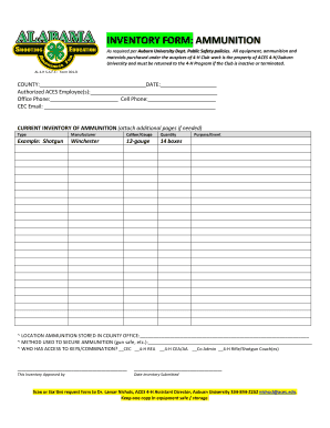 Ammunition Inventory Sheet  Form