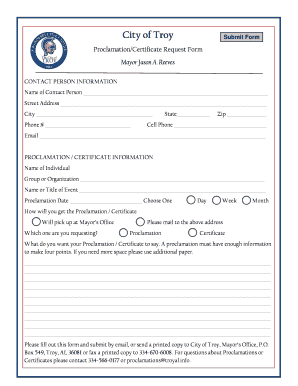 Proclamation Certificate Template  Form