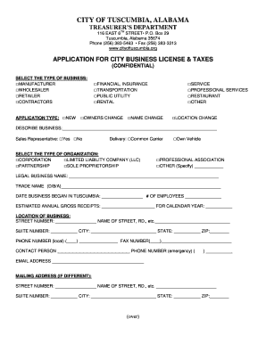 Business License Application Tuscumbia Cityoftuscumbia  Form