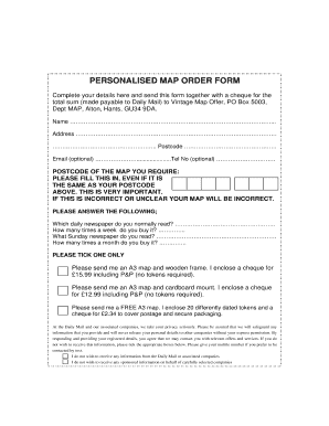 Daily Mail Map Offer Order Form