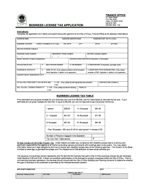 BUSINESS LICENSE TAX APPLICATION City of Chico  Form