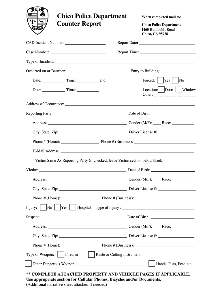 Police Counter Report  Form
