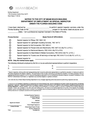 Miami Beach Special Inspector Form