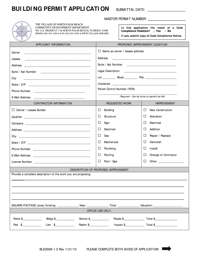  West Palm Beach Permit Application Form 2010