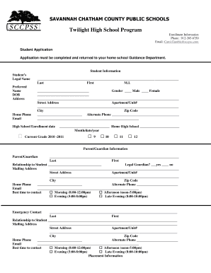 Twilight Program  Form